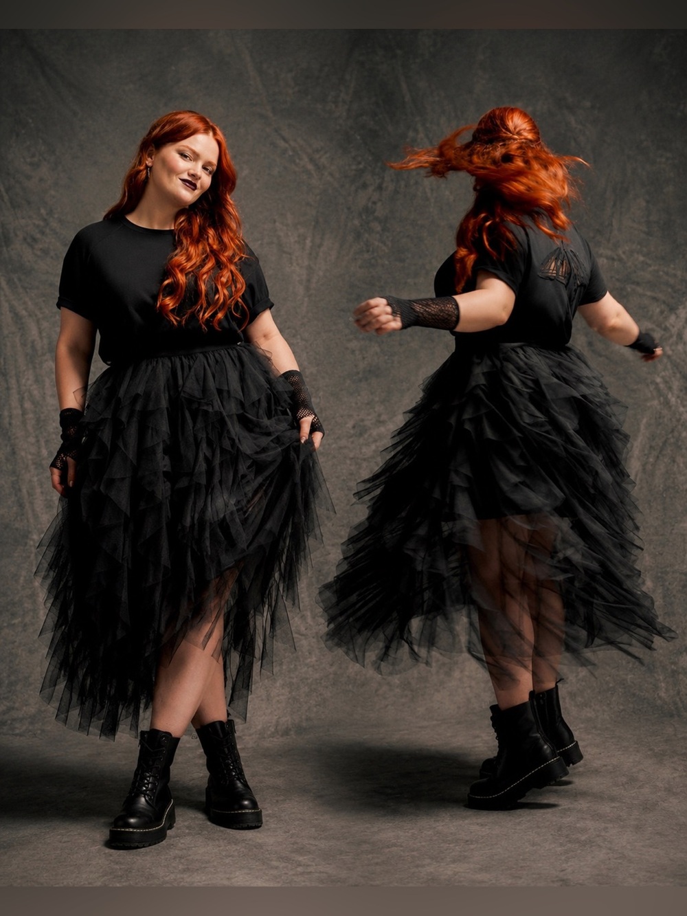 Torrid Nightfall Black Gothic Soft Mesh Ruffle Midi Skirt, Large, NWT! - Picture 2 of 16